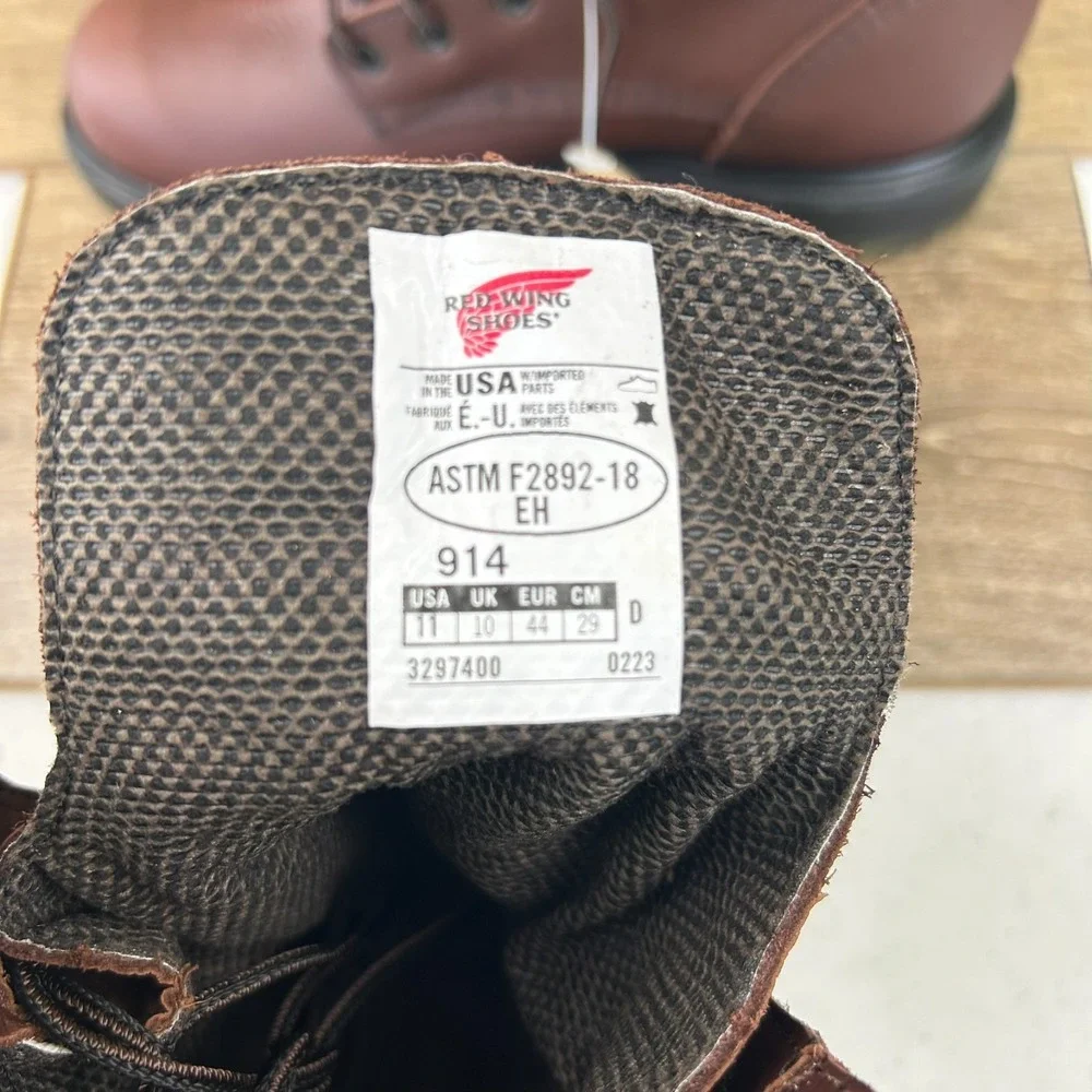 RedWing 914 SuperSole 2.0 8in Work Boots Mens 11D Brown Goretex Lace Up USA NEW